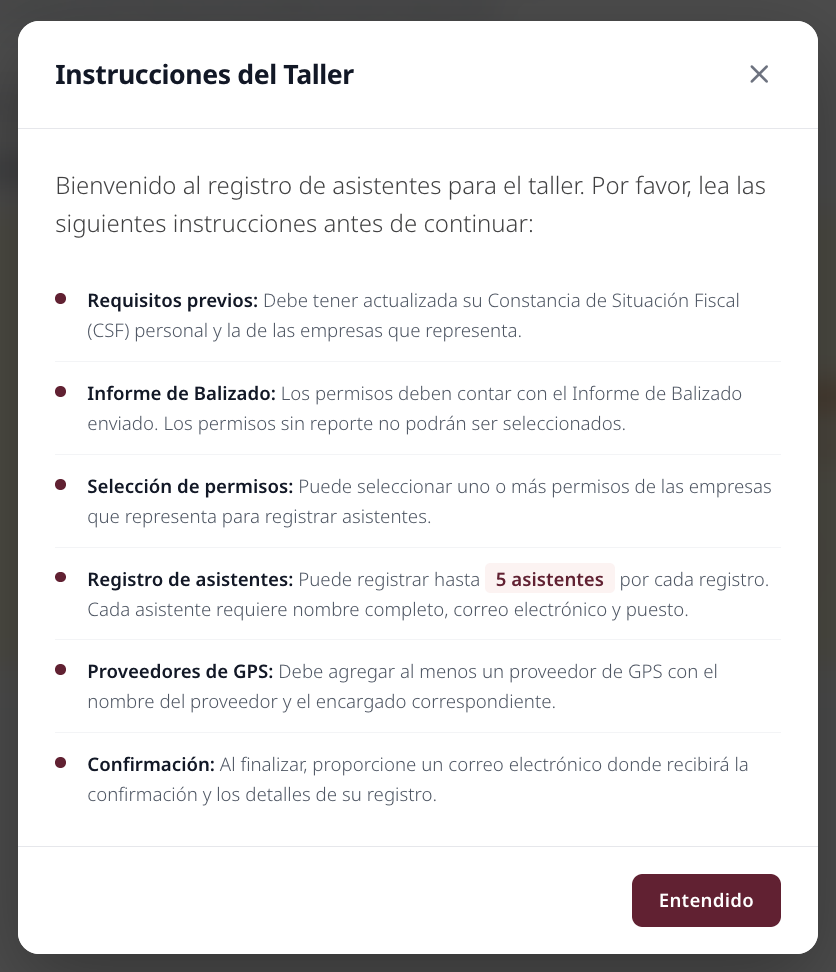 Requisitos registro taller virtual SIRACP